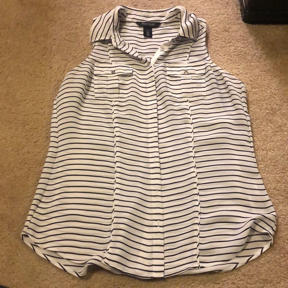 White House Black Market Striped Button Down Tank